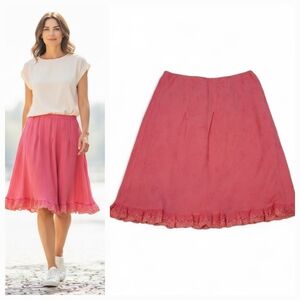Vintage Y2K Erin London Crinkle Embroidered Coral Lace Trim Skirt Size 14